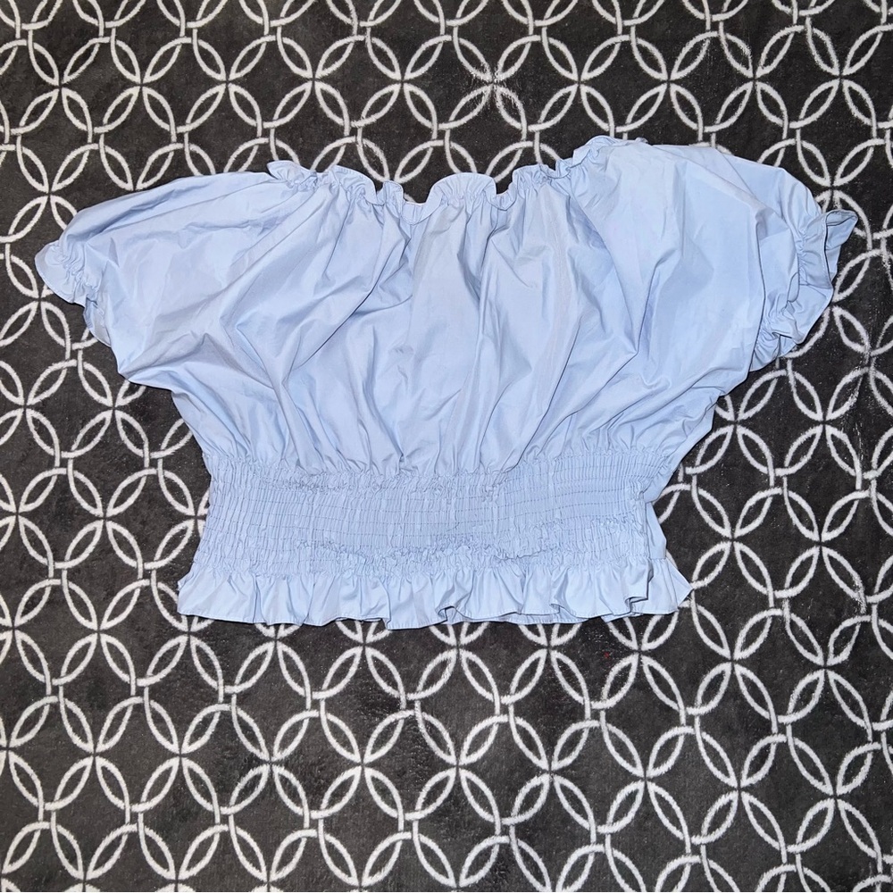 Off-Shoulder Blue Ruffle Top - Picture 4 of 5